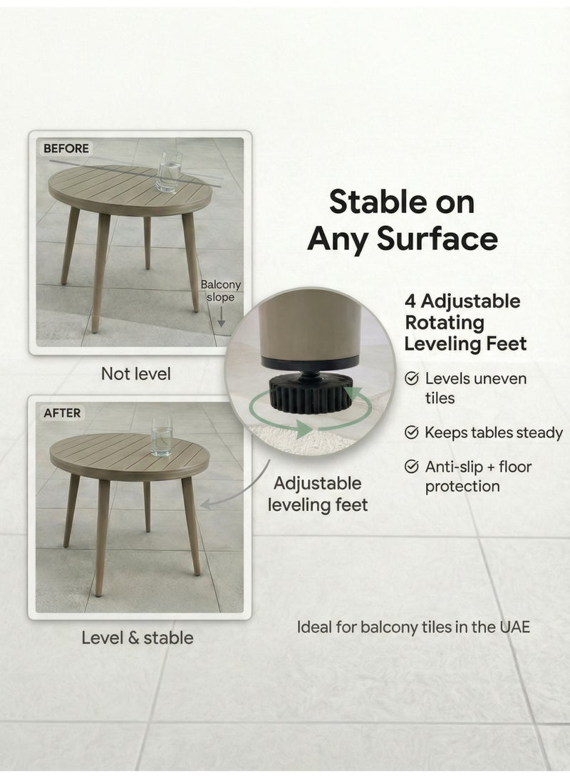 صن رايز طقم طاولة وكراسي خارجية 3 قطع من الألمنيوم، طاولة دائرية وكرسيان بحبل منسوج مع وسائد، للشرفة والتراس والحديقة - Image 4